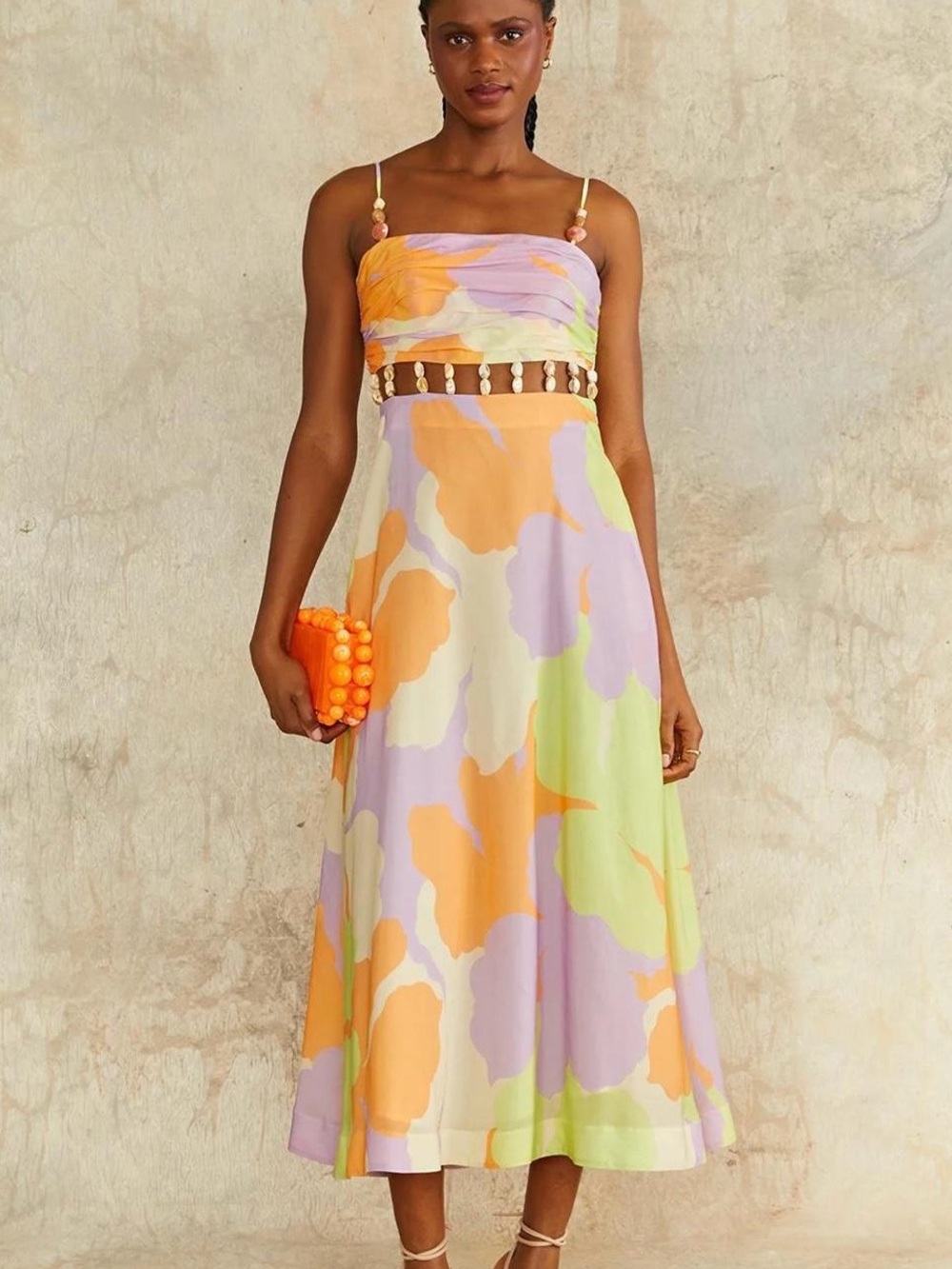 AMUR Georgie beaded midi dress